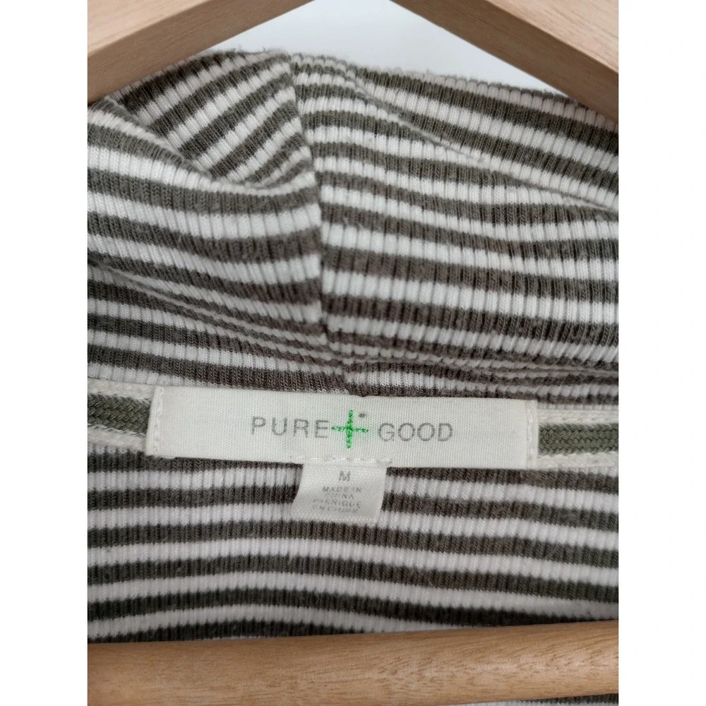 Pure + Good Anthropologies Cowl Neck Top Womens Size M Striped Long Sleeve